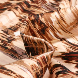 Tissu Coton Satiné extensible Sihem Marron sur fond Beige - Au mètre