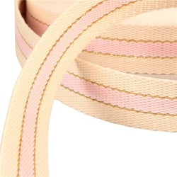 Bobine 20m sangle 3 bandes fil métal coton 30mm rose clair