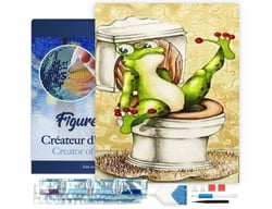 Diamond Painting Broderie Diamant Figured’Art 40x50cm toile tendue sur châssis en bois - diamants carrés - La Grenouille aux Toilettes