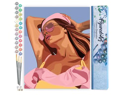 Peinture par Numéro Figured'Art - Fille embrassée par le soleil - Kit de Loisir Créatif DIY Numéro d'Art Complet - 40x50cm sans châssis en bois