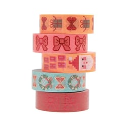 Lot 5 rubans adhésifs noel – pixels - Rico Design - Rouge