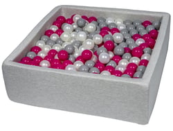 Piscine à balles pour enfant, 90x90 cm, Aire de jeu + 450 balles perle, rose, gris - Velinda