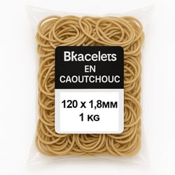 Bracelets en caoutchouc - Naturel - 120mm diamètre - Sachet 1kg - Wonday