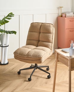 Fauteuil de bureau Bouclé Beige ADDISON - Beliani