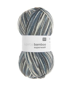 Pelote de laine à chaussettes à tricoter Superba bamboo superwash - 100GR - Rico Design 047 gris - Midnight