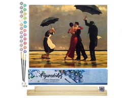 Peinture par Numéro Figured'Art - Danseurs rétro sur la Plage - Kit de Loisir Créatif DIY Numéro d'Art Complet - 40x50cm toile roulée + châssis en bois à monter