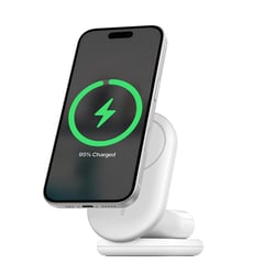 Belkin Station de Charge sans fil pour iPhone et Airpods 2-en-1 15W Qi2 MagSafe Pliable Blanc