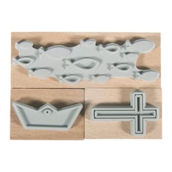 Kit tampons bois Confirmation,Communion, 3,9x2,6cm - 8,3x2,6cm, boîte 3 pces
