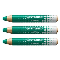 Lot de 3 crayons marqueurs effaçables - STABILO MARKdry - Vert