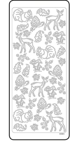 Planche de stickers peel off doré animaux et végétation de la fôret