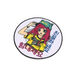 Ecusson thermocollant manga cheveu fuchsia 5,5cm x 5,5cm
