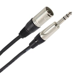 Plugger, câble audio symétrique XLR mâle - Jack stéréo TRS mâle 6,35mm. Ampli, basse, guitare, haut-parleur, appareil DJ, synthé, carte son et autres. Longueur 15m