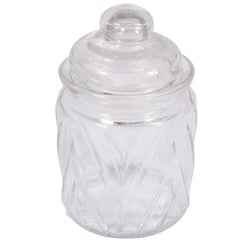 Récip.verre+couvercle verre Chevron,ø8cm, 12,5cm, 280ml, ouverture ø5,5cm