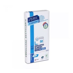 Enveloppes - Blanche - DL - 110x220mm - Auto adhésive - Paquet de 50 - GPV