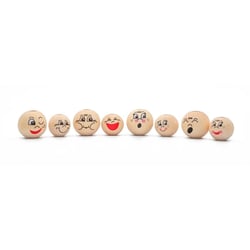 MégaCréa DIY - Perles visages en bois pour enfant 15 et 20 mm 8 pièces