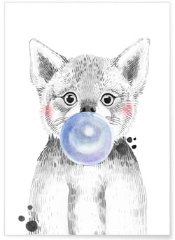 Affiche Bulle de Loup Bleue | A3 : 29,7x42cm