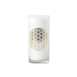 Bougie en Cire végétale Blanche Fleur de vie - Omsaé