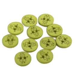 Lot de 3 boutons 2 trous garçon 15mm Vert clair