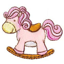 Lot de 3 écussons themocollant cheval à bascule rose 4.5x4.5cm
