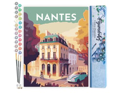 Peinture par Numéro Figured'Art - Affiche Vintage Nantes - Kit de Loisir Créatif DIY Numéro d'Art Complet - 40x50cm sans châssis en bois