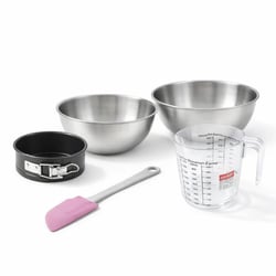 Set pâtisserie avec mini moule à manqué 12 cm, 2 bols à mixer, verre mesureur et spatule Zenker