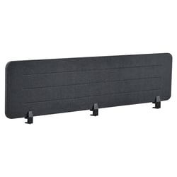 Séparateur de Bureau Gris Foncé en PET Acoustique Recouvert de Tissu 180 x 40 cm avec Pinces de Fixation
