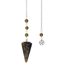 Pendule Hexagonal en Labradorite et charm Pentacle - Omsaé