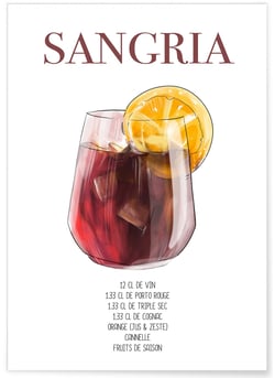 Affiche Cocktail Sangria | A3 : 29,7x42cm