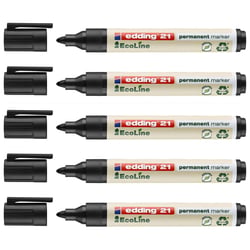 Lot de 5 marqueurs permanents - EDDING - EcoLine 21 - noir - pointe ronde 1,5-3 mm