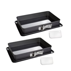 Ensemble de 2 Moules à charnière rectangulaire en acier émaillé et sa spatule 42 x 29 cm Zenker Deluxe