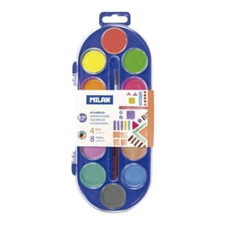 Étui 12 pastilles Ø 30 mm couleurs fluo et métallisées avec pinceau