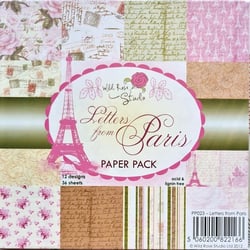 36 papiers fantaisis assorties 15.2 x 15.2 cm Wild Rose Studio LETTERS FROM PARIS