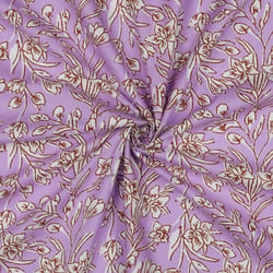 Tissu Coton indien Block print Fleuris Jules sur fond Parme