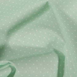 Tissu Coton enduit Petits pois blancs sur fond Vert menthe clair