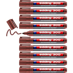 Lot de 10 Marqueurs permanents EDDING 300 - Pointe ronde 1,5-3 mm - Marron