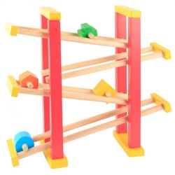 Beeboo - toboggan a billes en bois - circuit en bois avec 4 formes - jouet 1er age