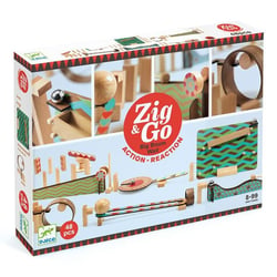 Jeu de construction Djeco Zig & Go Multicolore - Circuit à bille en bois