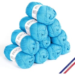 10 pelotes de laine - Lagon - 100% coton bio - 3mm - Tricot et crochet - Bergère de France