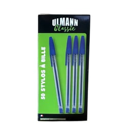 Stylos à bille - Encre bleue - Pointe moyenne - Boîte de 50 pièces - Bureau - Scolaire