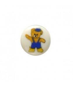 Carte de 3 boutons Ourson bleu 14mm - Distrifil Multicolore