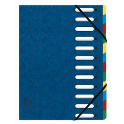 Trieur HARMONIKA® à fenêtres avec élastiques véritable carte lustrée 12 compartiments - Couleurs assorties - x 6 - Exacompta