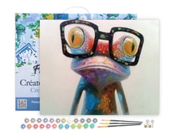 Peinture par Numéro Figured'Art avec Cadre - Grenouille et Lunettes - Kit de Loisir Créatif DIY Numéro d'Art - 40x50cm toile tendue sur châssis