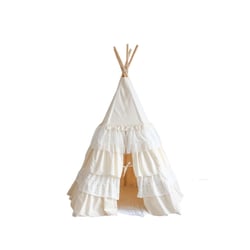 Tente Tipi avec volants Shabby Chic - Beige, Blanc