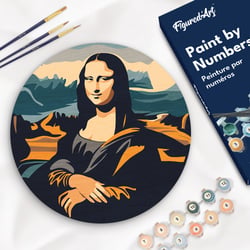 Peinture par Numéro sur disque en bois Figured'Art - Mona Lisa La Joconde - Kit de Loisir Créatif DIY Numéro d'Art Complet - 30cm de diamètre