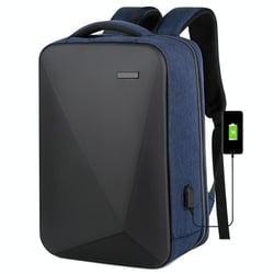 Sac À Dos Ordinateur Grande Capacité Verrouillage Antivol USB Étanche Noir Bleu Marine YONIS