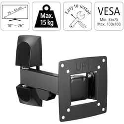 Support mural TV inclinable pivotable HAMA - Métal - Noir - 26 pouces 15 kg