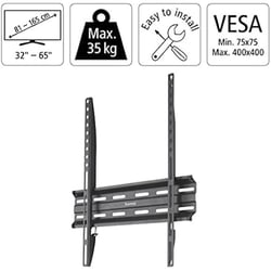 Support mural fixe HAMA métal noir charge 35 kg TV 32-65 pouces 81-165 cm