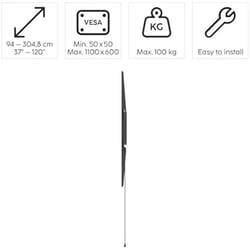 Support mural fixe HAMA - Acier - Noir - TV 37 à 120 pouces 100 kg VESA 1100x600