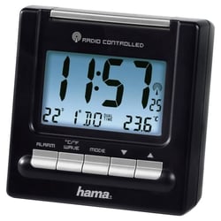 Réveil radiopiloté HAMA RC200 - Noir - Horloge DCF - Tuner radio
