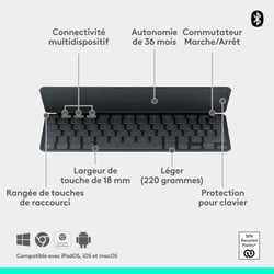 Clavier portable LOGITECH Keys-To-Go 2 - Sans fil Bluetooth - Graphite - 220 g
